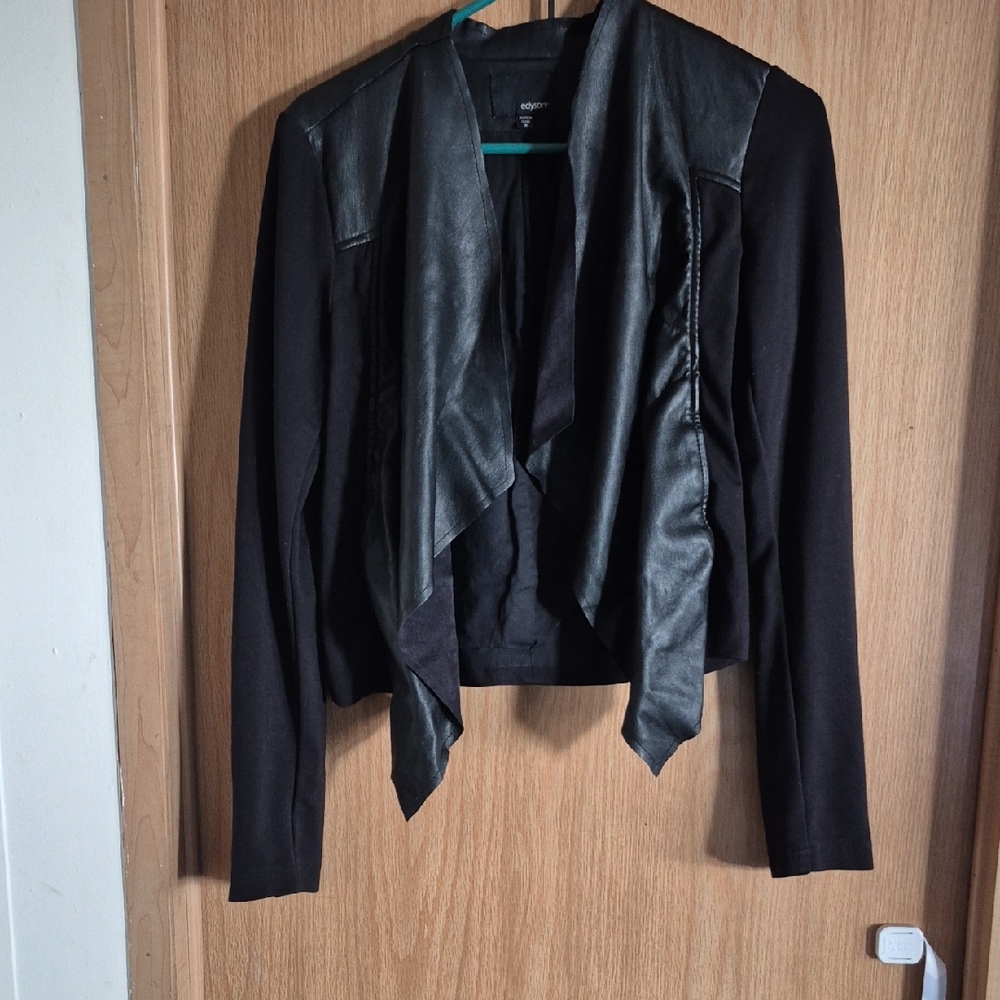 Apt. 9 Black Faux Leather Drape Blazer